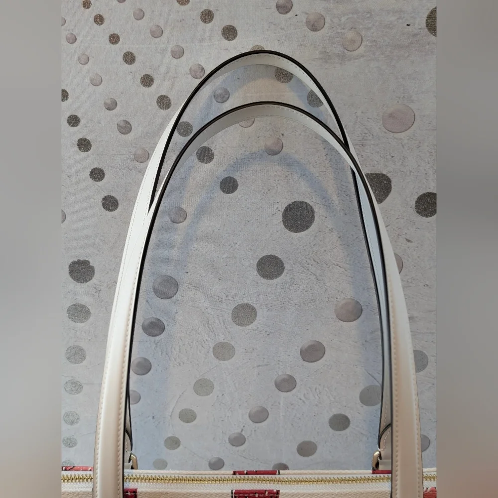 3pc Coach Beige Coated Canvas Strawberry Tote & Matching Wristlet/ Charm🍓 - Picture 9 of 16